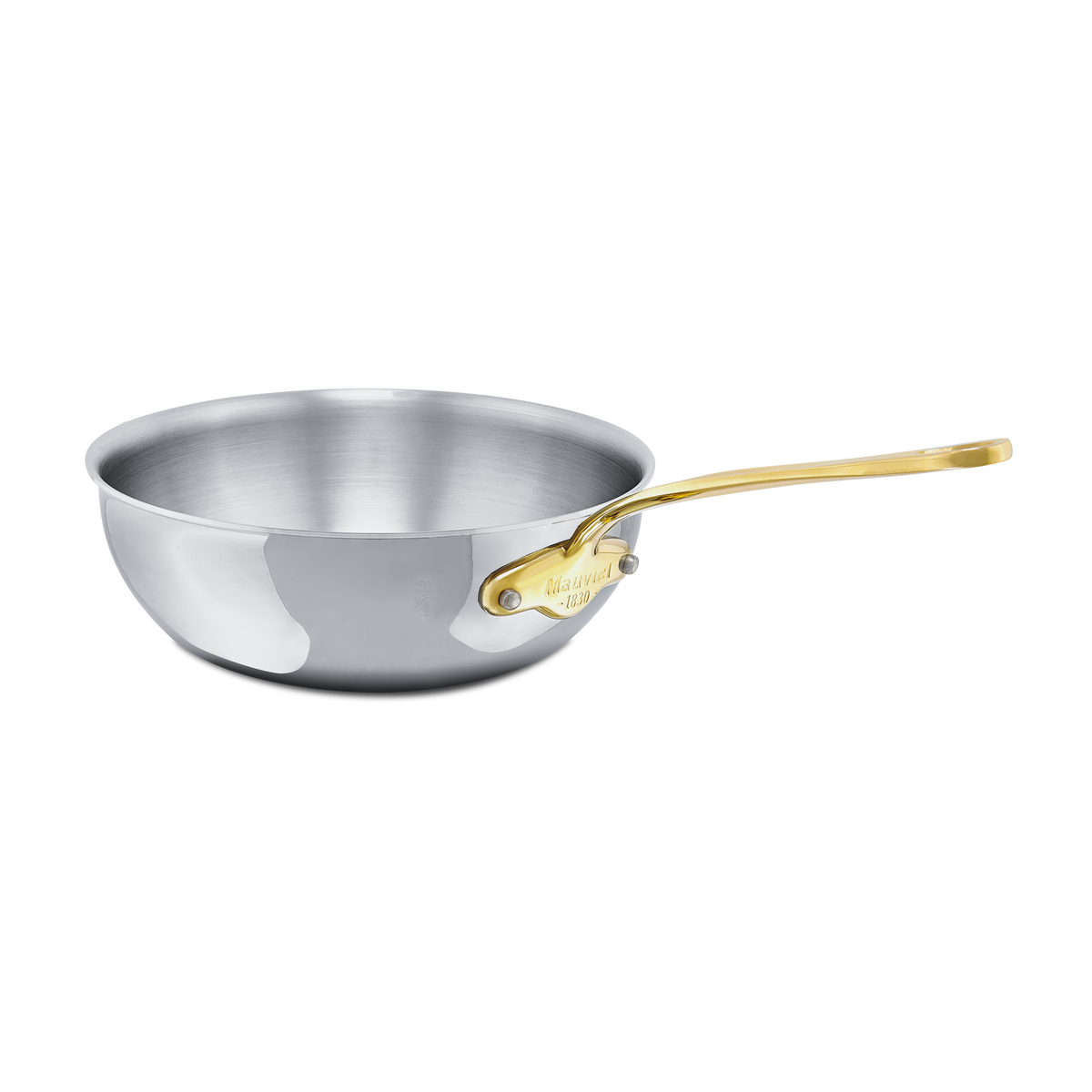 Mauviel 1830 M'COOK B 5-Ply Chef Pan With Lid, Brass Handle