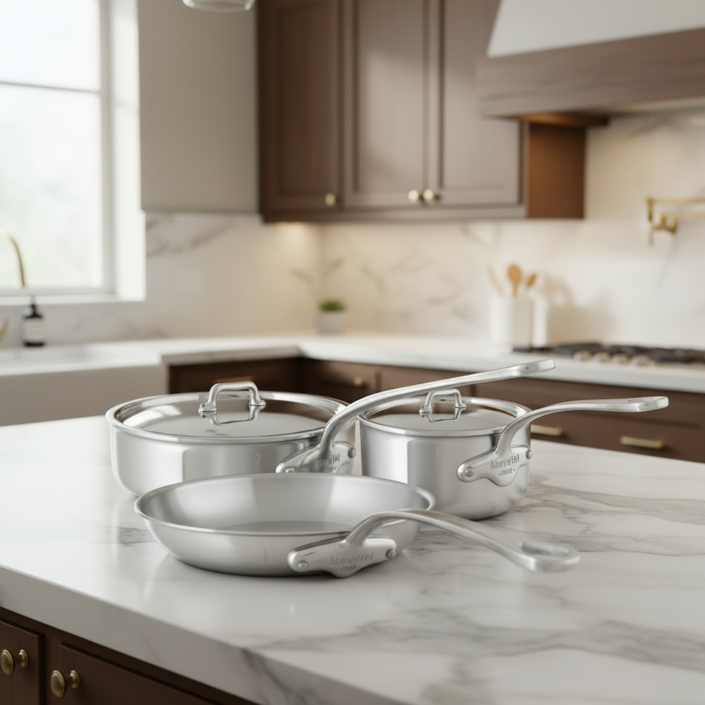 Mauviel 1830 M'URBAN 4 Tri-Ply 5-Piece Cookware Set With Cast Stainless Steel Handles