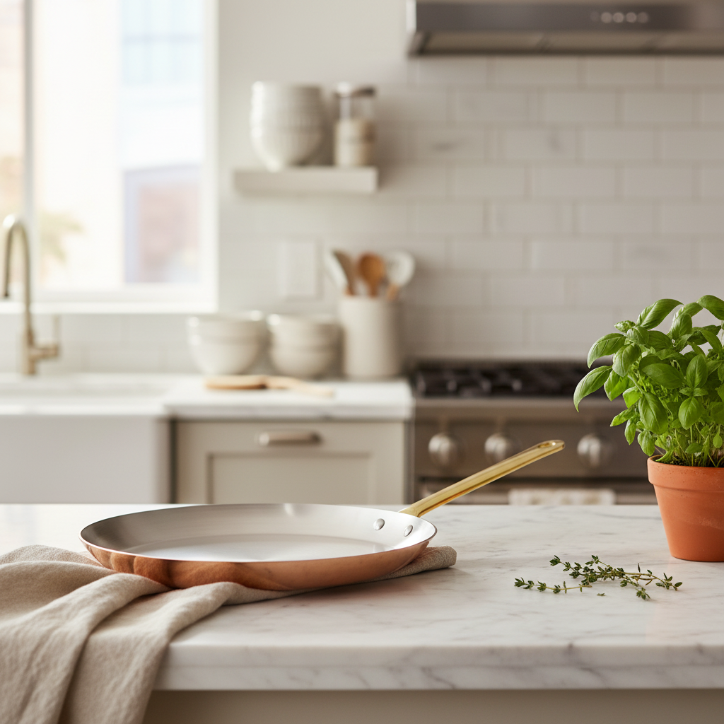 Mauviel 1830 M'Heritage M'150 B Copper Crepe Pan With Brass Handle, 10.2 In