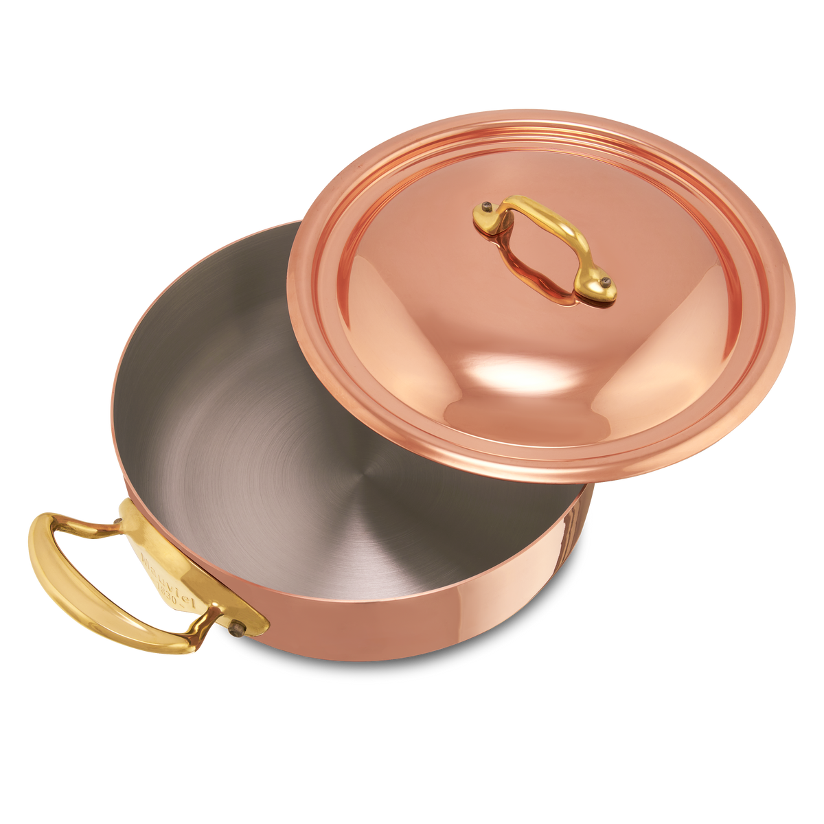Mauviel 1830 M'Heritage M'150 B Copper Rondeau With Lid and Brass Handles