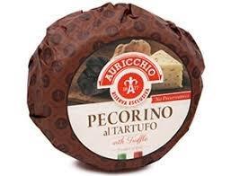 Auricchio Pecorino al Tartufo cheese wheel, artisanal Italian cheese with truffle, premium imported delicacy