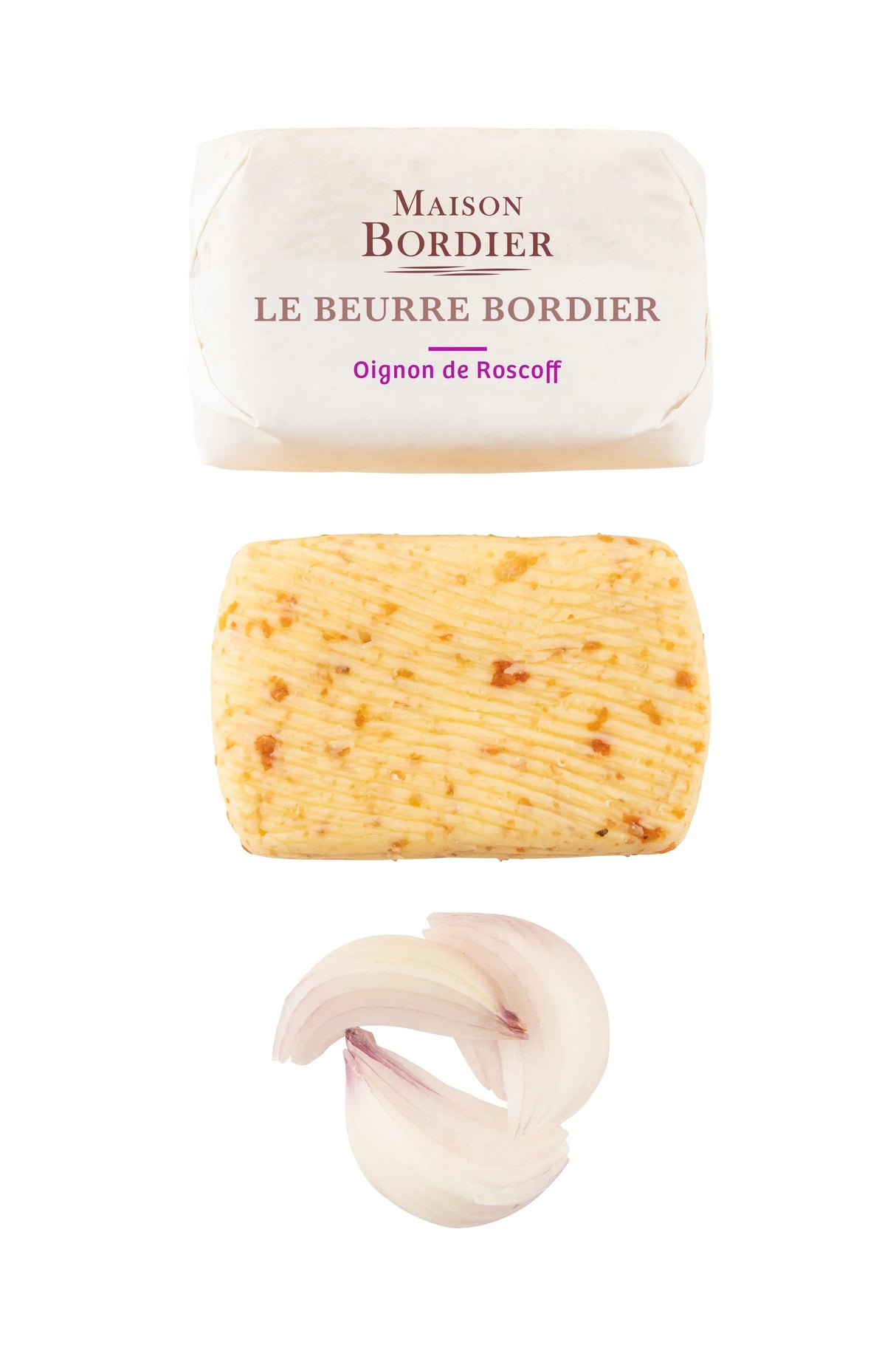 Maison Bordier Oignon de Roscoff butter with visible onion pieces, artisan French butter