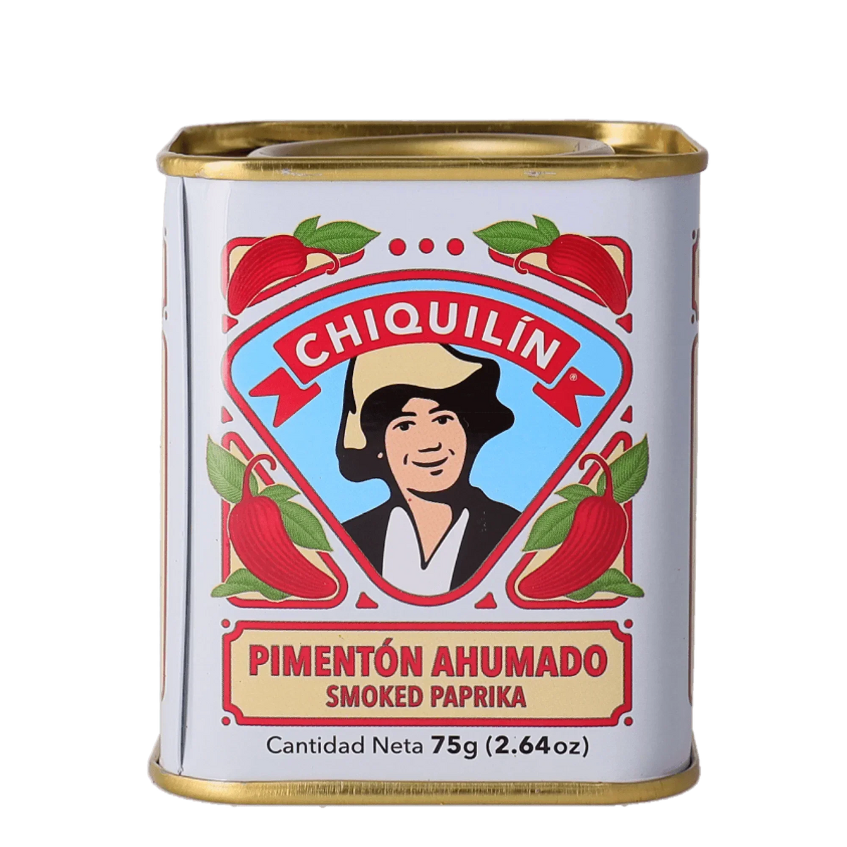A tin of Chiquilín Pimentón Ahumado Smoked Paprika, 75g (2.64oz).