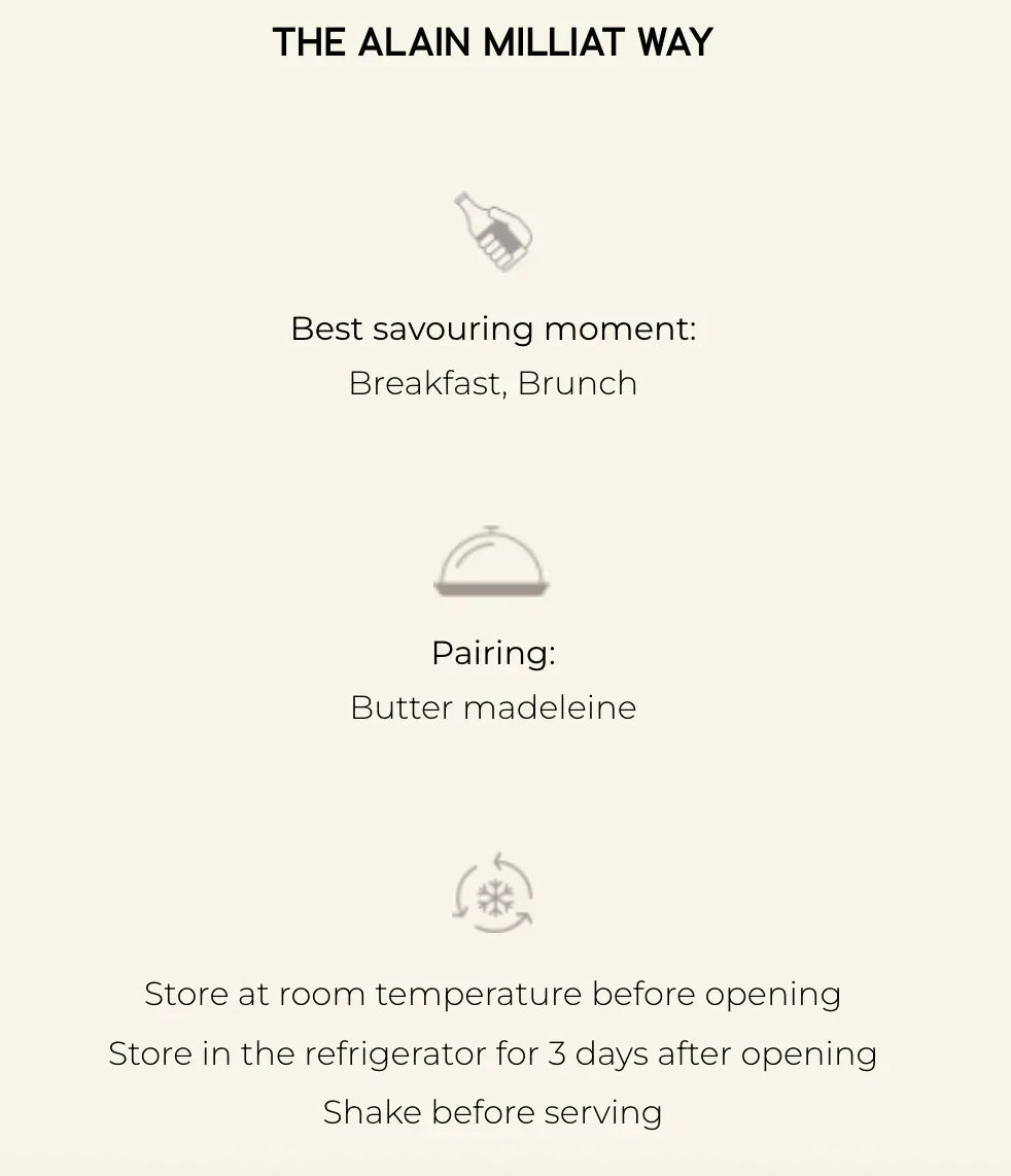 Alain Milliat butter madeleine pairing guide for breakfast or brunch, store at room temp before serving