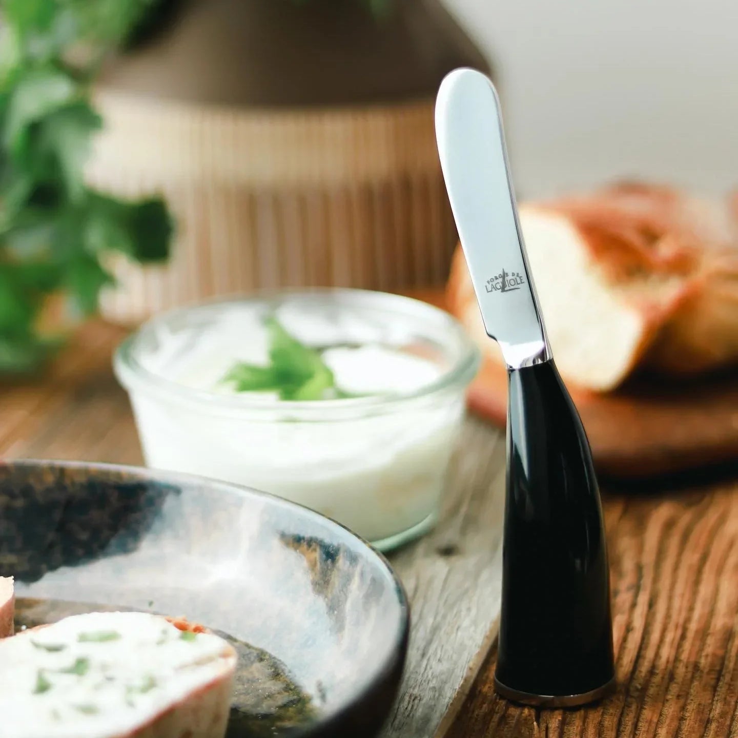 Forge de Laguiole Black Horn Tip Butter Knife - The French Pantry