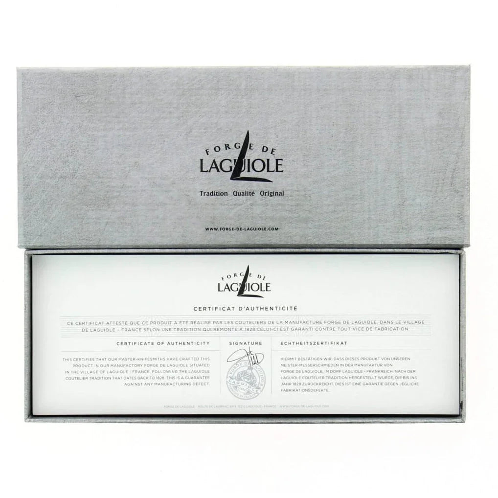 Forge de Laguiole gift box with certificate of authenticity, premium French corkscrew packaging