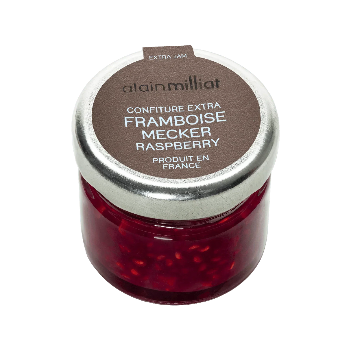 Alain Milliat extra raspberry jam, artisan French confiture in glass jar, premium quality, produced in France