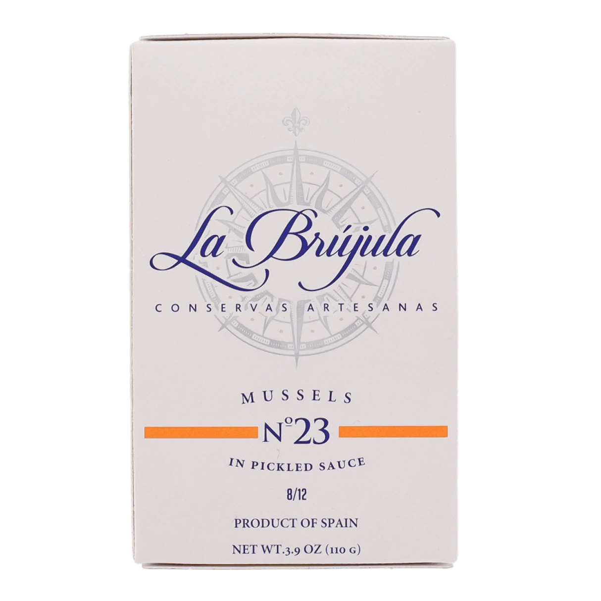 La Brujula No. 23 mussels in pickled sauce, artisanal Spanish seafood, premium quality, clean-label, imported