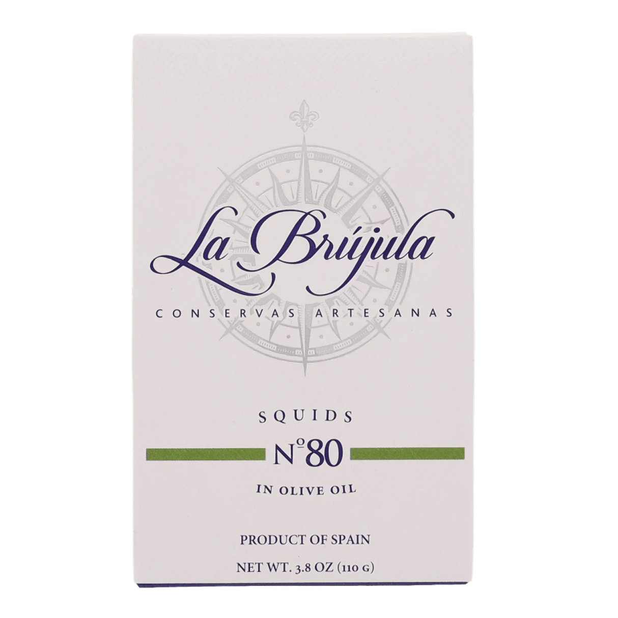 La Brújula artisanal squids in olive oil, Spanish product, premium quality, 3.8 oz
