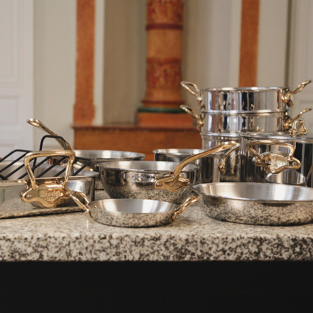 Mauviel 1830 M'COOK B 5-Ply Saute Pan With Brass Handle