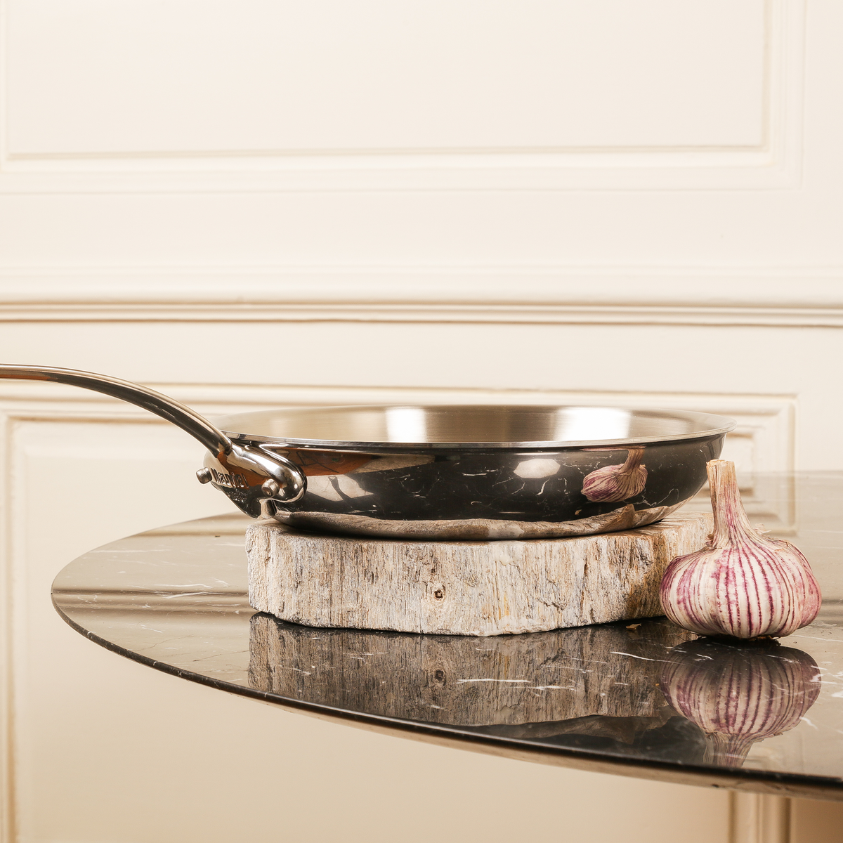 Mauviel 1830 M'COOK 5-Ply Frying Pan With Lid, Cast Stainless Steel Handle, 11-In