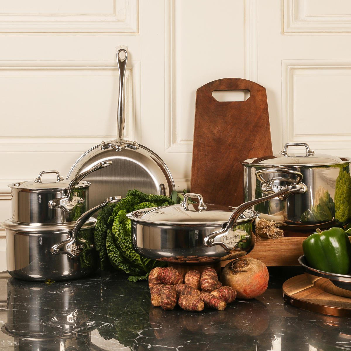 Mauviel 1830 M'COOK 5-Ply 5-Piece Cookware Set With Cast Stainless Steel Handles