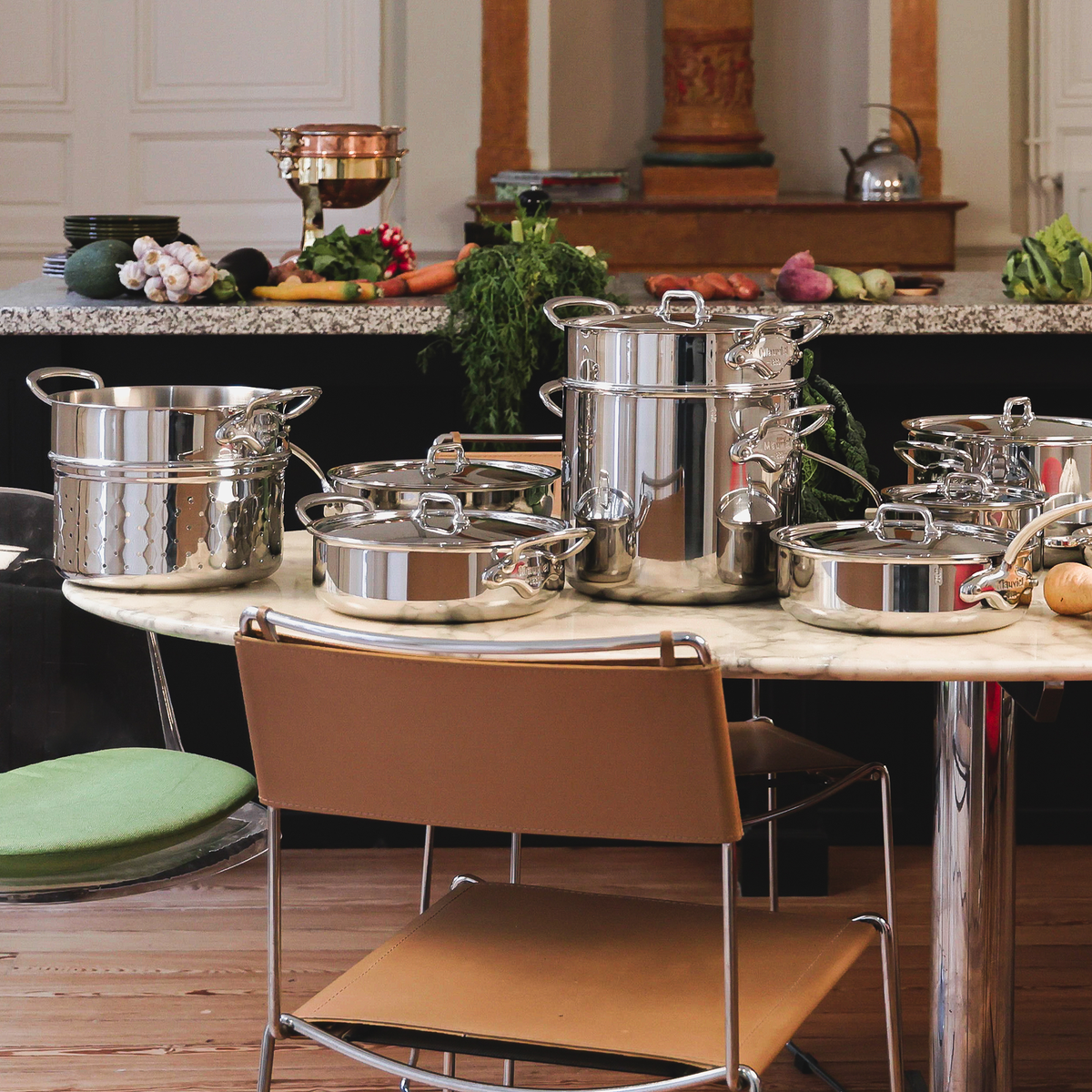Mauviel 1830 M'URBAN 4 Tri-Ply 5-Piece Cookware Set With Cast Stainless Steel Handles