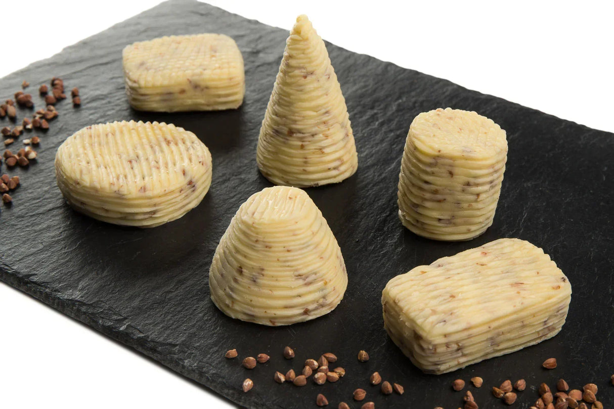 Artisan French butter shapes with buckwheat, premium quality, all-natural, gluten-free, keto-friendly
