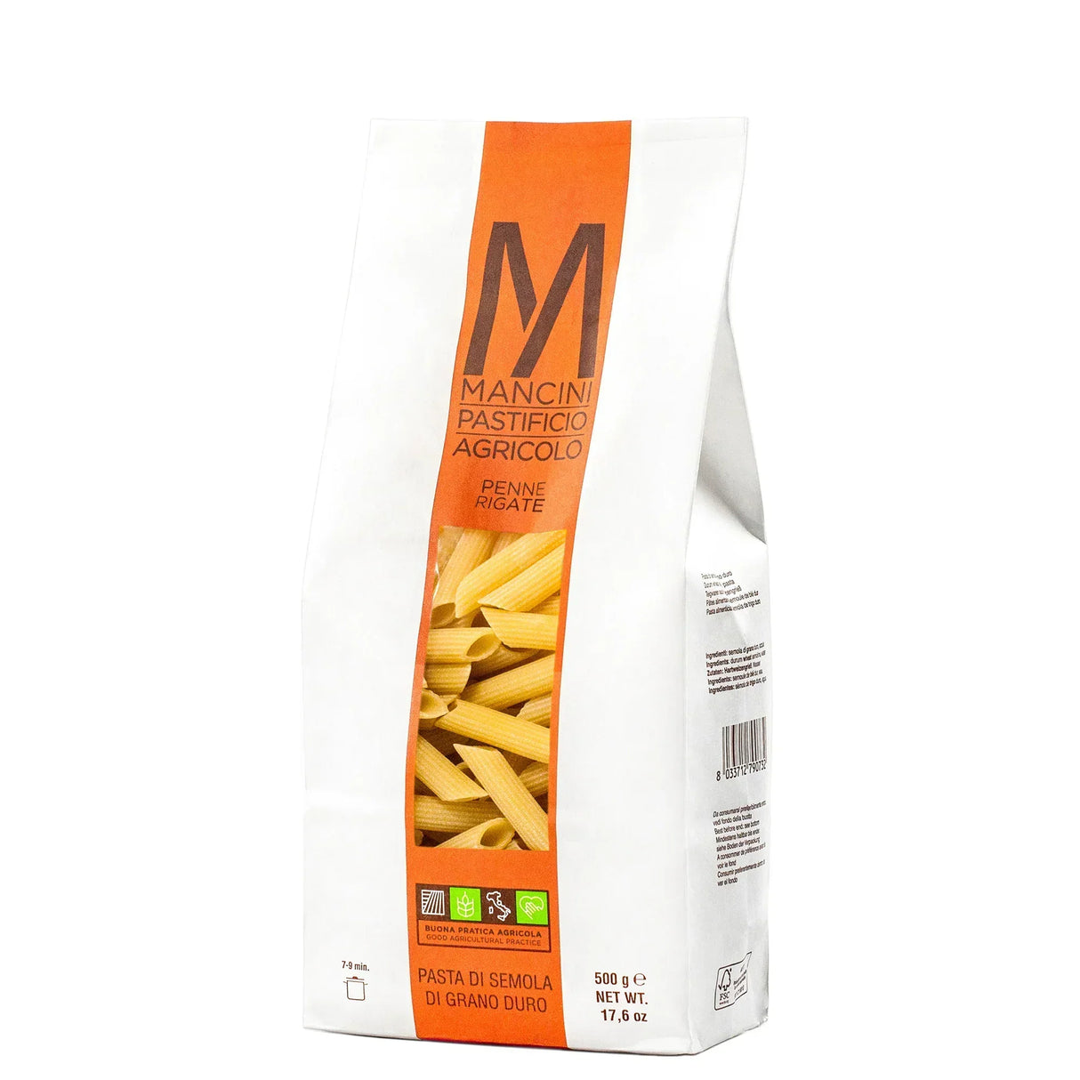 Mancini Penne Rigata pasta, 500g, durum wheat, artisan-made, premium quality