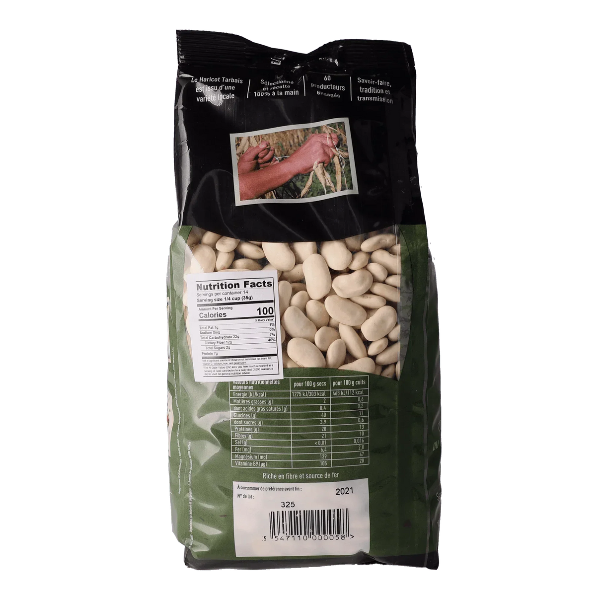 French Tarbais white beans, hand-harvested, high-fiber, artisanal, non-GMO, gluten-free, premium quality