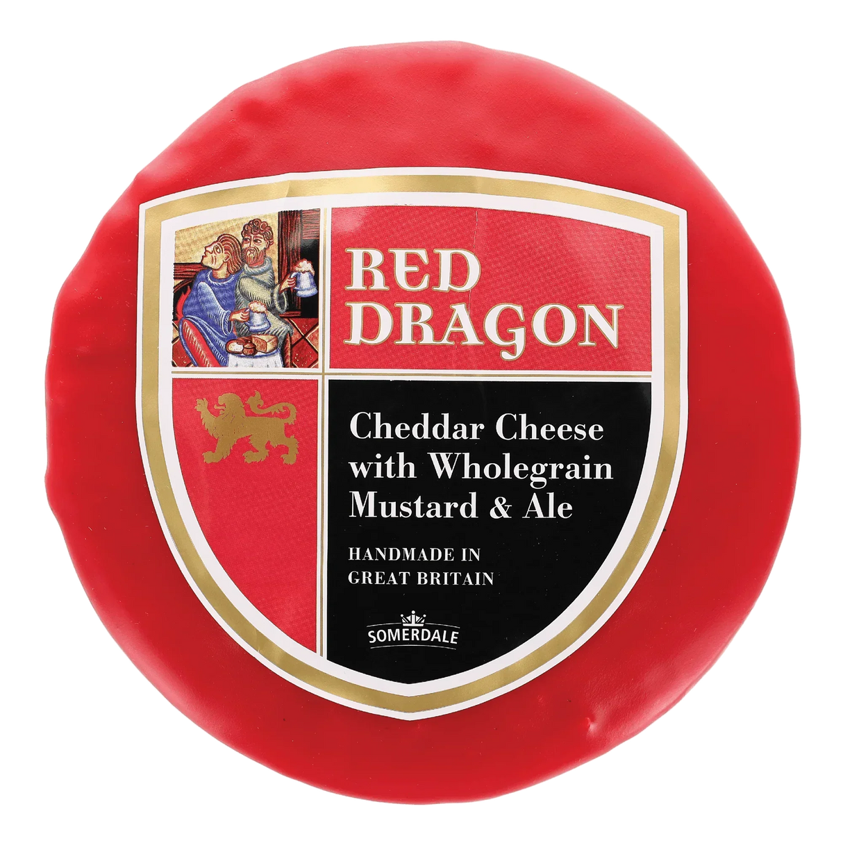 Red Dragon Cheddar Cheese with Wholegrain Mustard & Ale, handmade in Great Britain