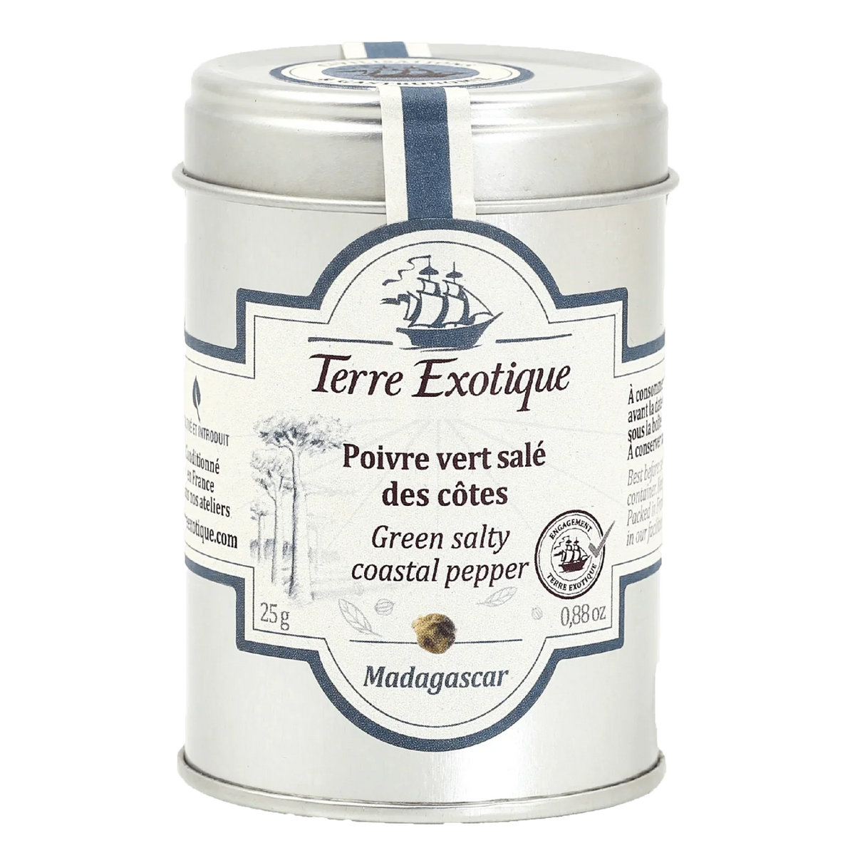 Terre Exotique Green Salty Coastal Pepper from Madagascar in elegant tin packaging