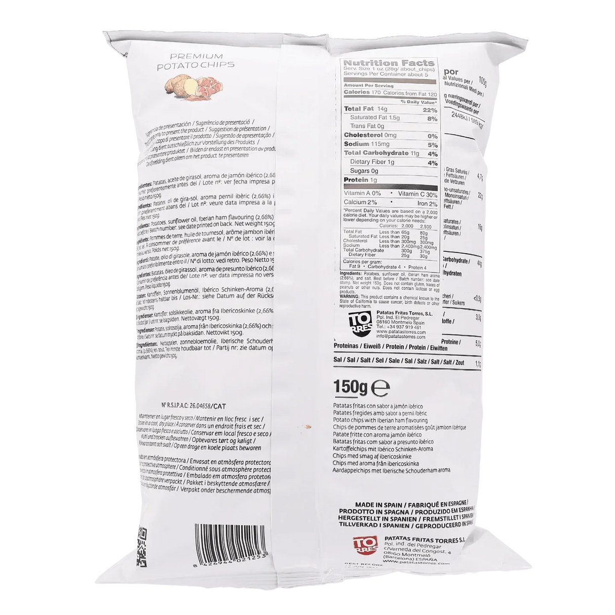 Black Truffle Potato Chips by Torres (1.8 oz) | Additive-Free | Imported from Spain - The French Pantry