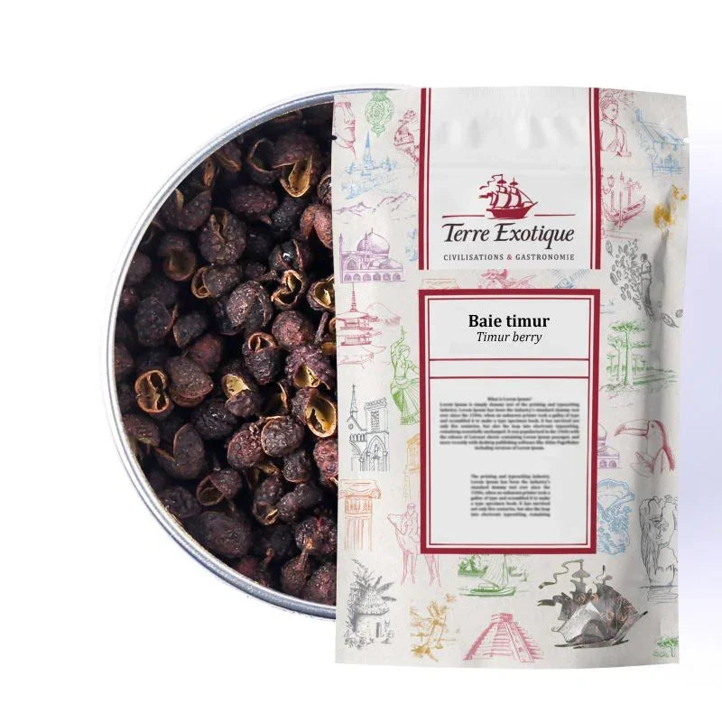 Baie timur Timur berry in decorative tin, artisanal gourmet spice for French pantry