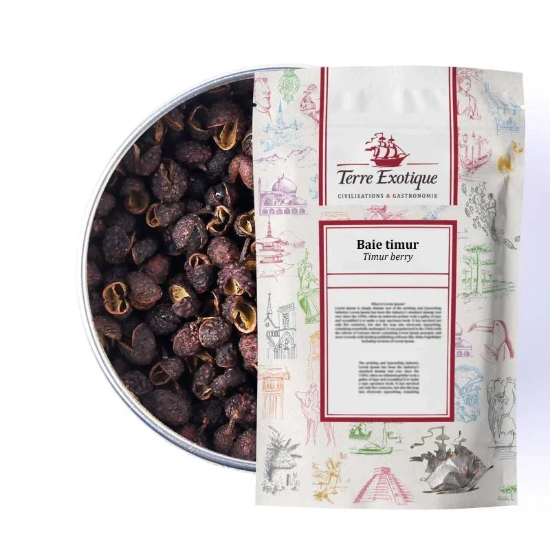 Baie timur Timur berry in decorative tin, artisanal gourmet spice for French pantry