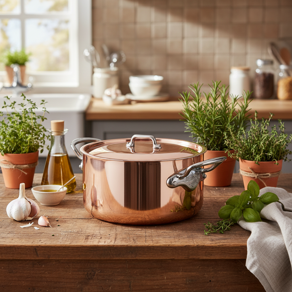 Mauviel 1830 M'3 S Copper Stewpan With Lid, Cast Stainless Steel Handles, 6.3-Qt