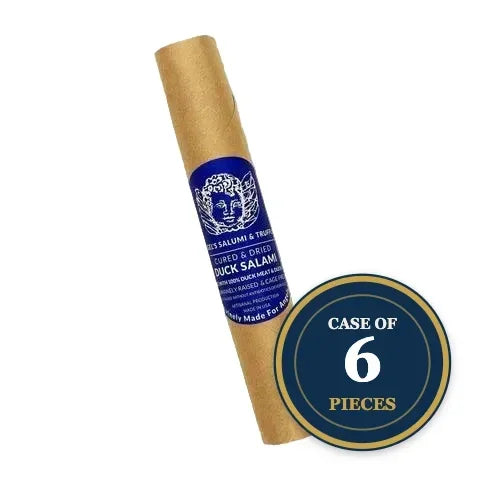 Cured duck salami in artisan packaging, case of 6 pieces, premium French charcuterie