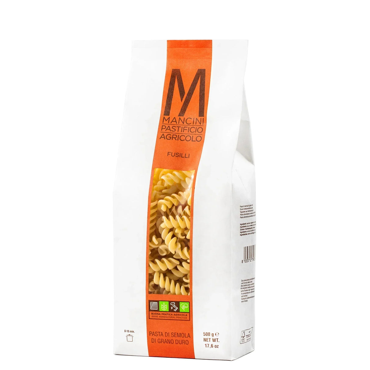 Mancini Fusilli pasta, durum wheat, artisanal, 500g, good agricultural practice