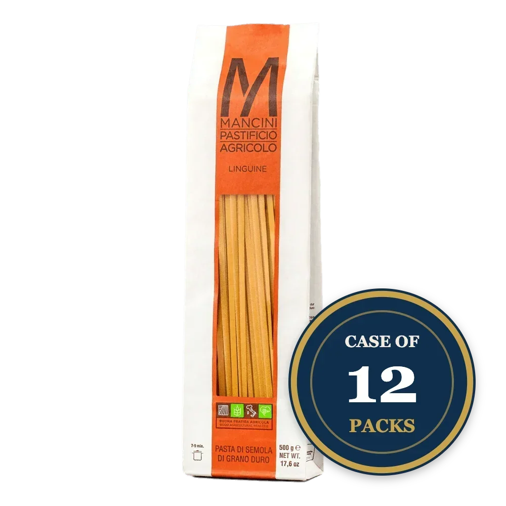 Mancini Linguine Pasta, Case of 12 Packs, Artisan-Made Durum Wheat, Non-GMO, All-Natural
