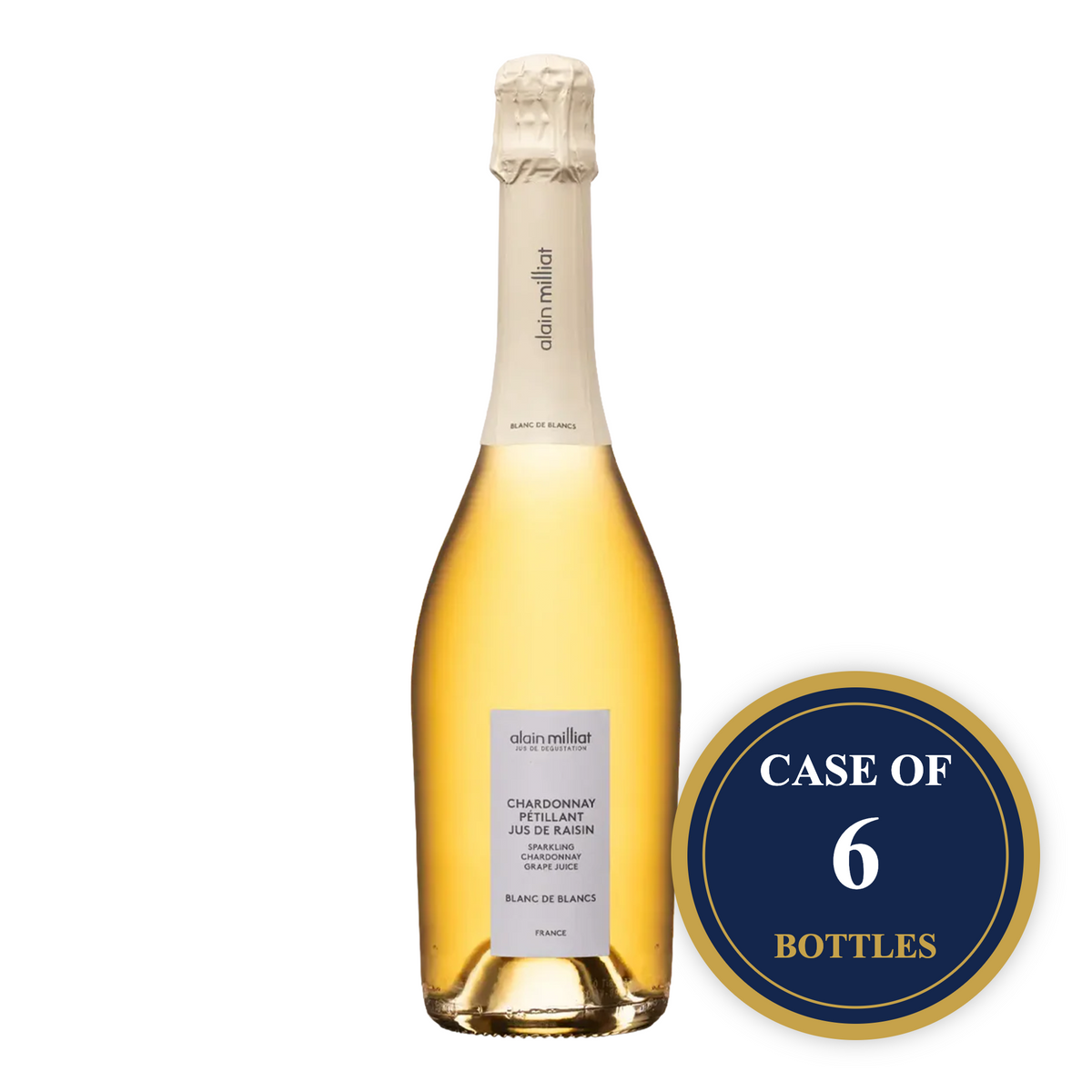 Case of 6 bottles of Alain Milliat sparkling Chardonnay grape juice, 25.4 fl oz