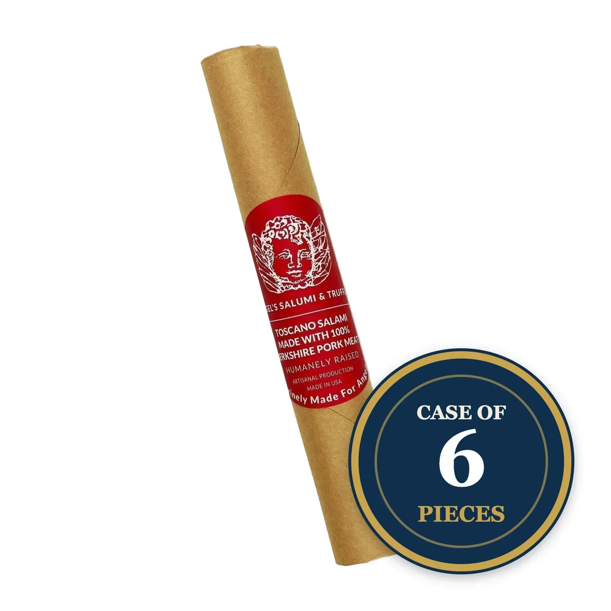 Toscana Salami made with 100% Berkshire pork, humanely raised, artisanal, case of 6 pieces