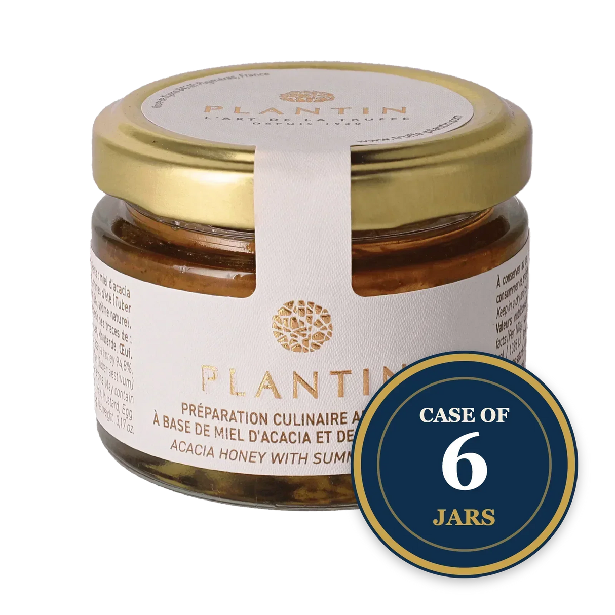 Plantin acacia honey with summer truffle, artisan French gourmet spread, case of 6 jars
