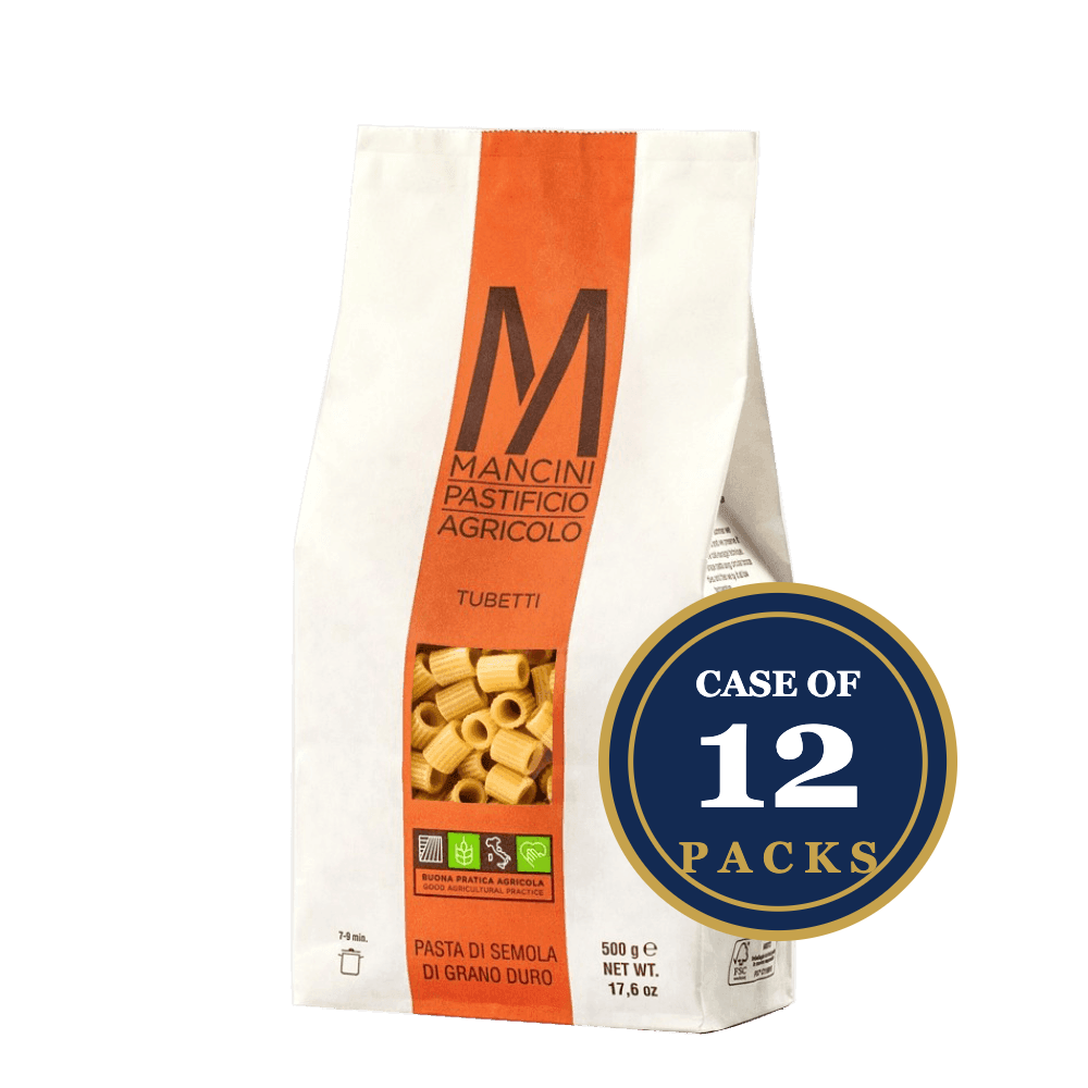 Mancini Tubetti pasta, 500g, case of 12 packs, artisan-made, durum wheat, premium quality