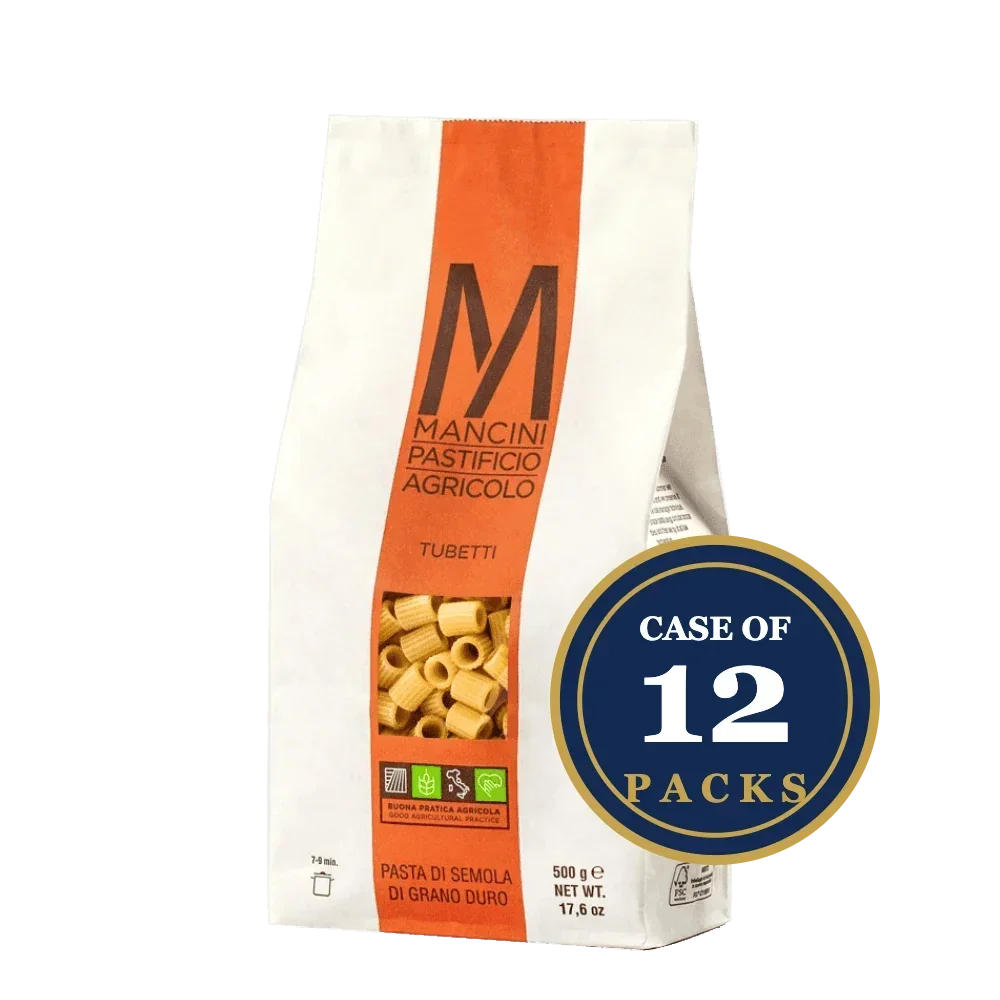 Mancini Tubetti pasta, durum wheat, artisan-made, case of 12 packs, 500g each