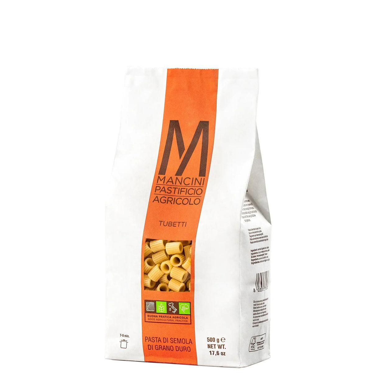 Mancini Tubetti pasta, durum wheat semolina, artisan-made, 500g, good agricultural practice
