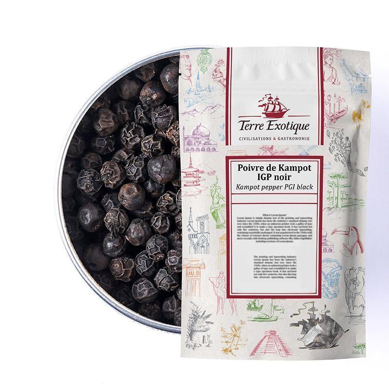 Kampot pepper PGI black in tin, artisan-made, premium quality, non-GMO, gluten-free