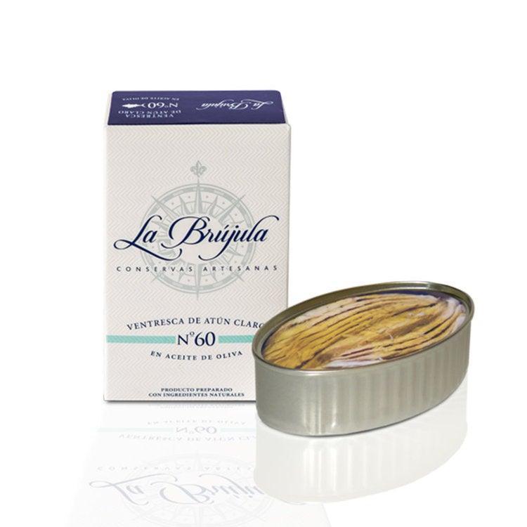 La Brújula artisanal light tuna belly in olive oil, premium natural ingredients, gourmet conservas