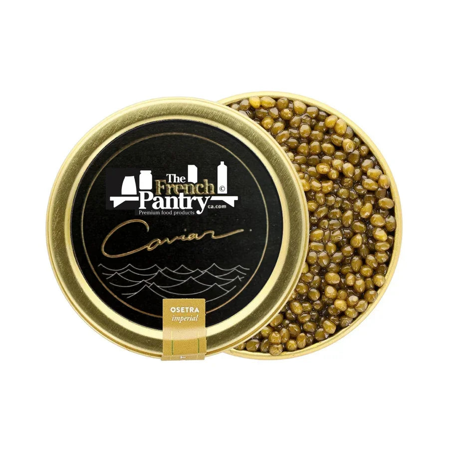 Osetra caviar in a gold tin
