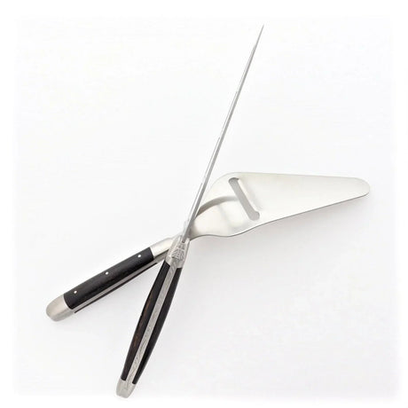 Forge de Laguiole Barthélemy cheese knife and server set with ebony handles