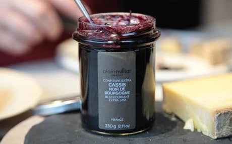 Alain Milliat blackcurrant extra jam with cheese, artisan French preserves