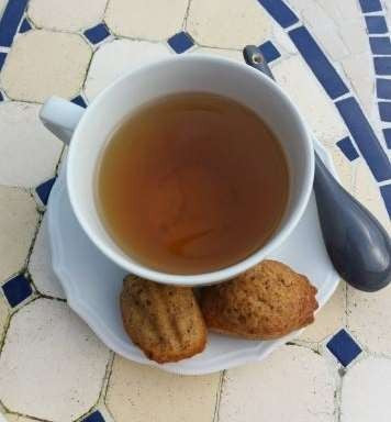 Mini madeleines baked with Bordier chocolate and cacao nib butter
