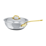 Mauviel 1830 M'COOK B 5-Ply Chef Pan With Lid, Brass Handle