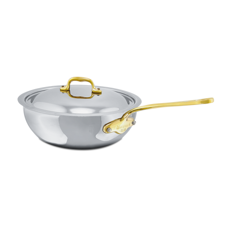 Mauviel 1830 M'COOK B 5-Ply Chef Pan With Lid, Brass Handle