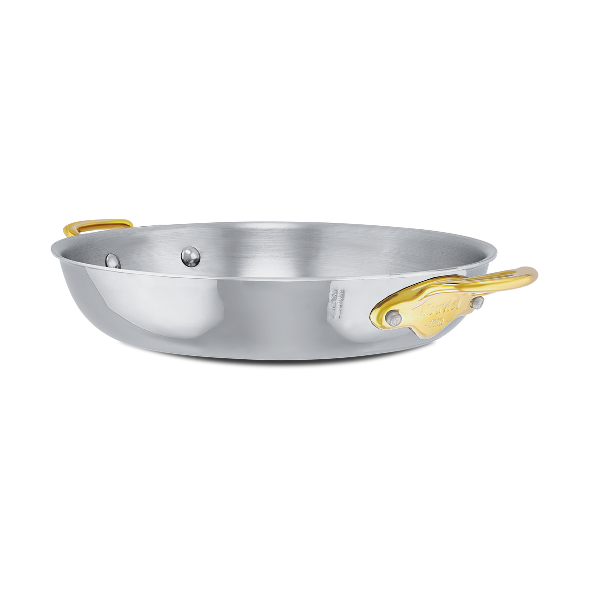 Mauviel 1830 M'COOK B 5-Ply Round Gratin Pan With Brass Handles