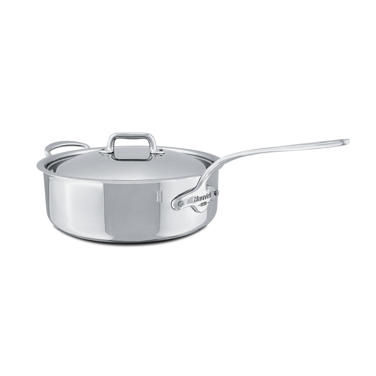 Mauviel 1830 M'COOK 5-Ply Saute Pan With Lid With Helper Handle, Cast Stainless Steel Handle, 6.2-Qt