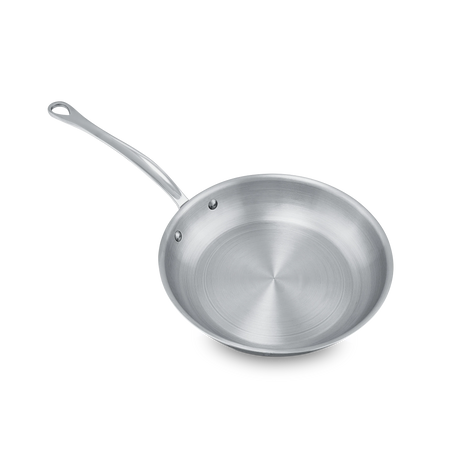 Stainless steel frying pan with a long handle