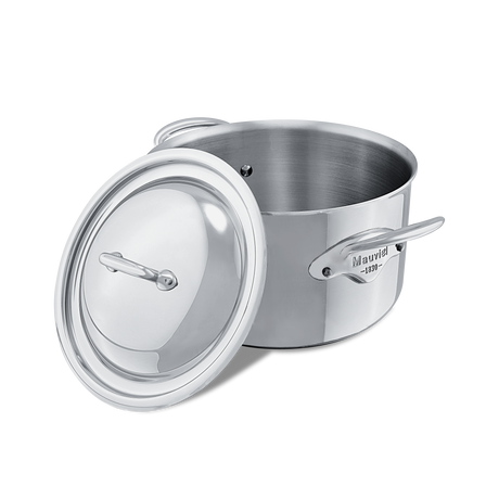 Mauviel 1830 M'COOK 5-Ply Stewpan With Lid, Cast Stainless Steel Handles