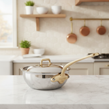 Mauviel 1830 M'COOK B 5-Ply Chef Pan With Lid, Brass Handle