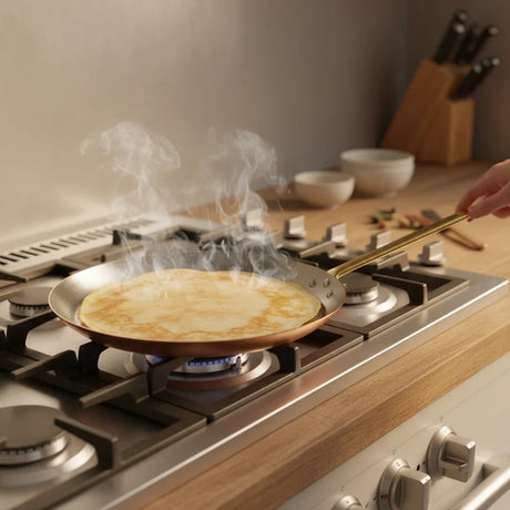 Mauviel 1830 M'Heritage M'150 B Copper Crepe Pan With Brass Handle, 10.2 In