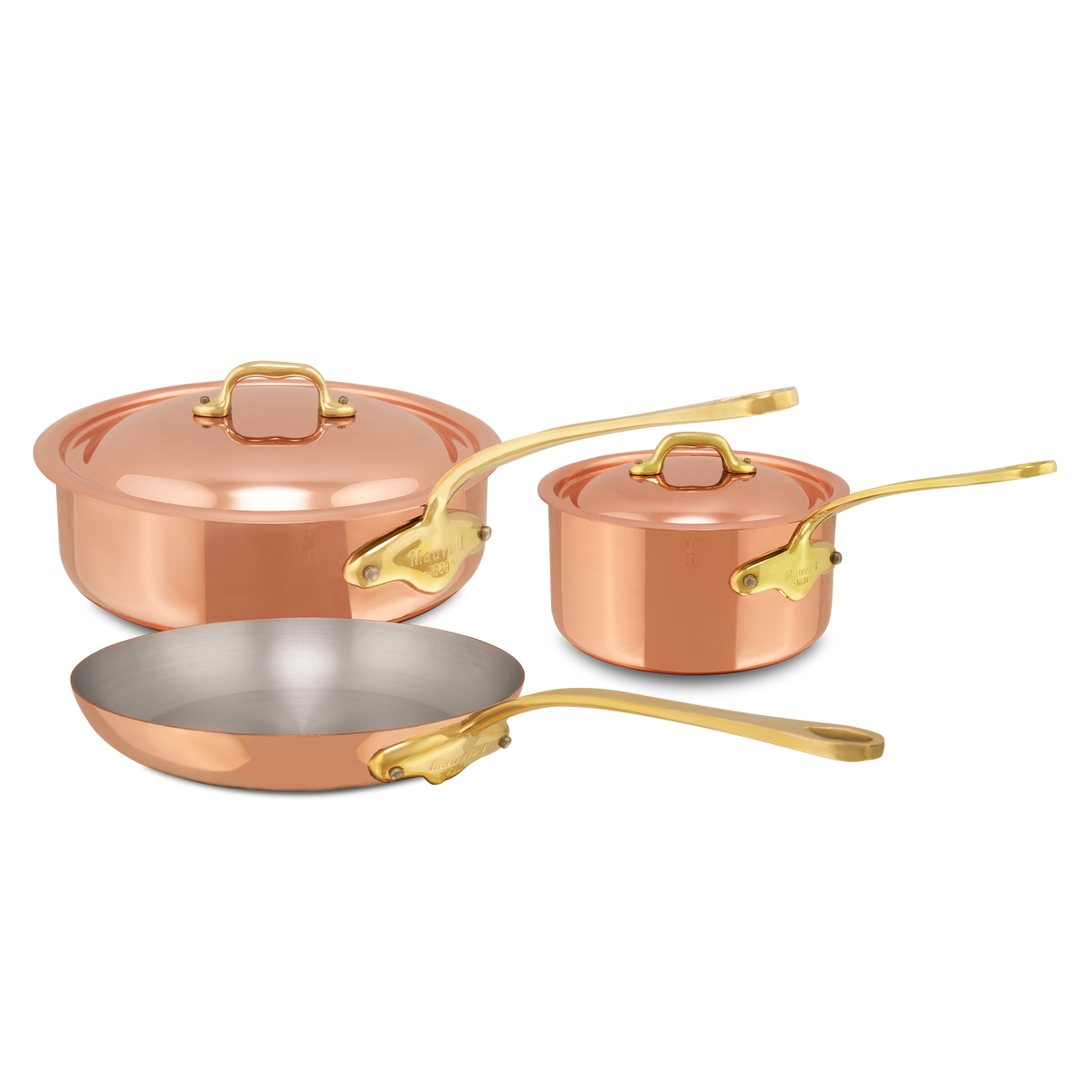 Mauviel 1830 M'Heritage M'150 B 5-Piece Copper Cookware Set With Brass Handles